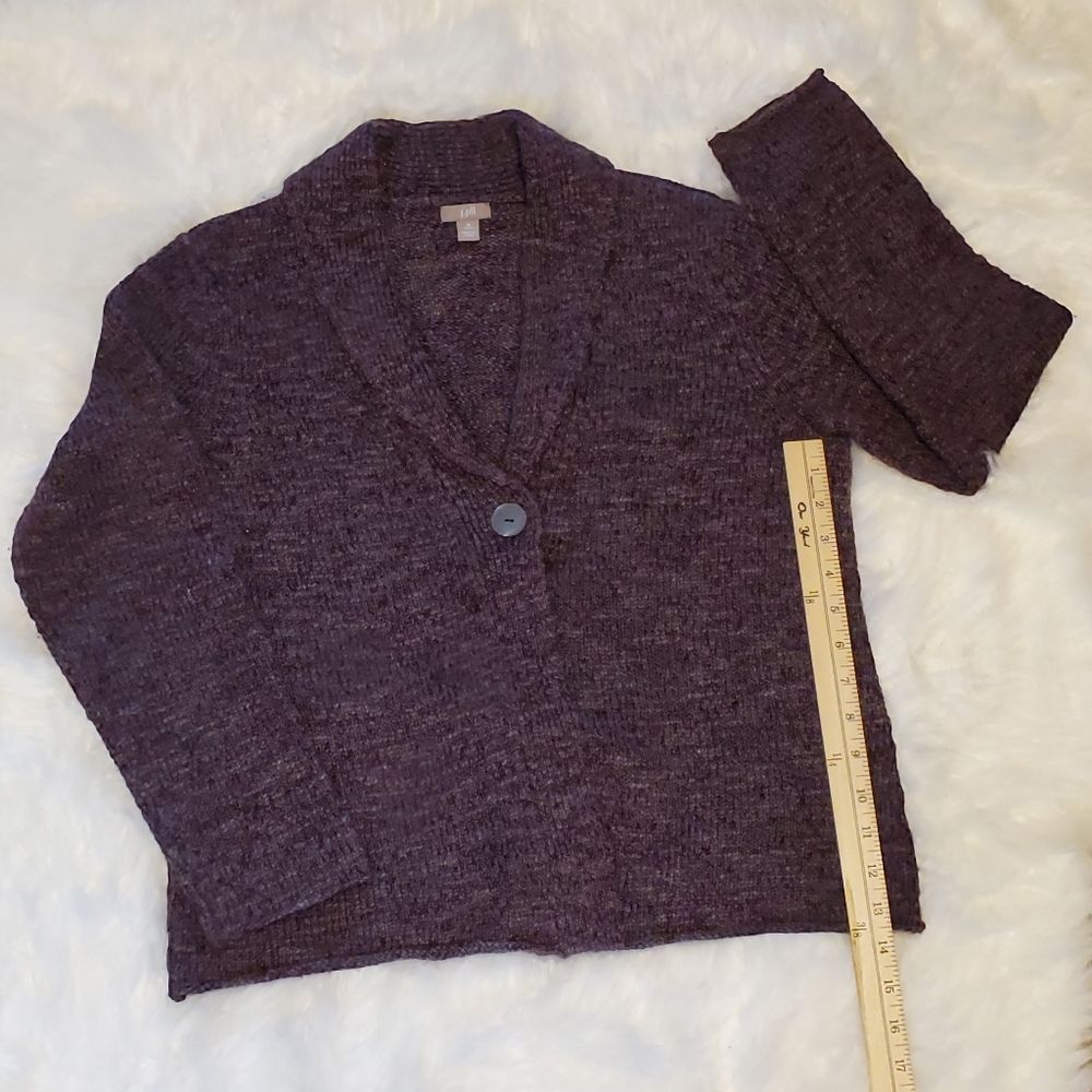 J. JILL ALPACA WOOL CARDIGAN Petite Medium Purple With Button Closure - Picture 3 of 6